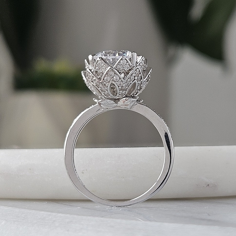 Vintage Style Floral ring, 925 Sterling Silver Charmed Aroma Flower Collection